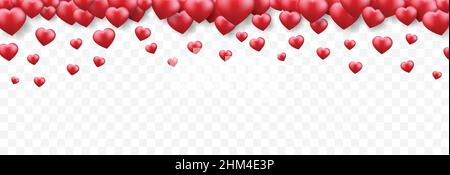 Red hearts vector illustration isolated on transparent background. Stock Vector