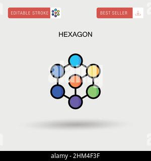 Hexagon network icon. Black and white. Vector illustration Stock Vector ...