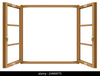 Wooden classic vintage open window Stock Vector