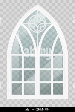 Classic Gothic window of wood in medieval style for the church or castle. Vector graphics Stock Vector