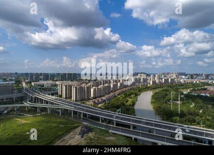 The canal of huaian city in jiangsu Stock Photo