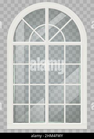 Classic arched window of wood in medieval style for the church or castle. Vector graphics Stock Vector