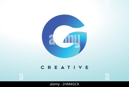 Blue G Letter Logo Design with Stylized Look and Modern Design for Business Company Logo. G Icon Logo in Blue colors and creative shape Vector. Stock Vector