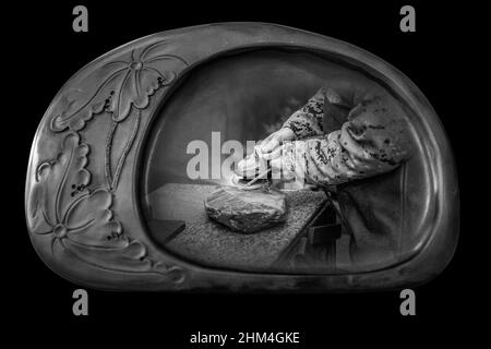 hand and inkstand Stock Photo