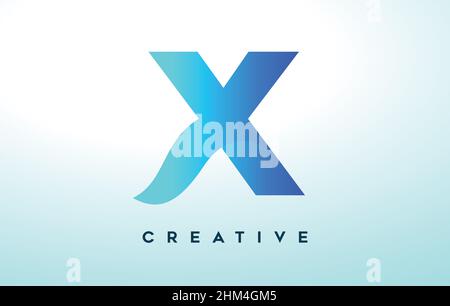 Blue X Letter Logo Design with Stylized Look and Modern Design for Business Company Logo. X Icon Logo in Blue colors and creative shape Vector. Stock Vector
