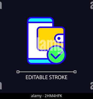 E wallet payment pixel perfect RGB color icon for dark theme Stock Vector