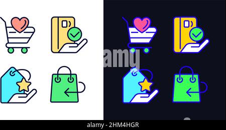 Special offer for customers pixel perfect light and dark theme color icons set Stock Vector