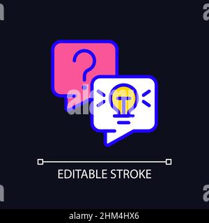 Frequently asked questions pixel perfect RGB color icon for dark theme Stock Vector