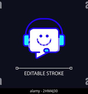 Customer support pixel perfect RGB color icon for dark theme Stock Vector