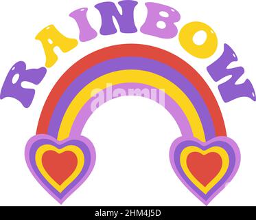 Rainbows typography slogan for t shirt printing, tee graphic design. Hippie clockwork text for your design. Vector illustration Stock Vector