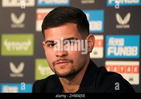 Newcastle United's new signing Bruno Guimaraes during a press conference at St James' Park, Newcastle upon Tyne. Picture date Monday February 7, 2022. Stock Photo