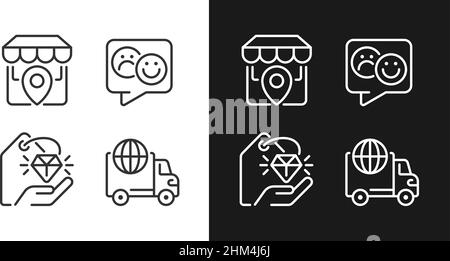 Shopping pixel perfect linear icons set for dark, light mode Stock Vector