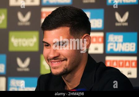 Newcastle United's new signing Bruno Guimaraes during a press conference at St James' Park, Newcastle upon Tyne. Picture date Monday February 7, 2022. Stock Photo