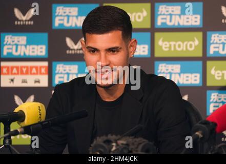 Newcastle United's new signing Bruno Guimaraes during a press conference at St James' Park, Newcastle upon Tyne. Picture date Monday February 7, 2022. Stock Photo