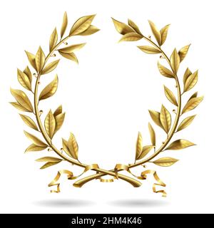 Vector graphics. Golden antique realistic vintage winner laurel wreath ...