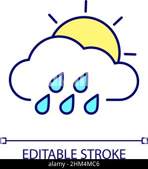 Cloudy weather with rainfall RGB color icon Stock Vector