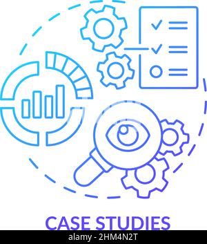 Case studies blue gradient concept icon Stock Vector