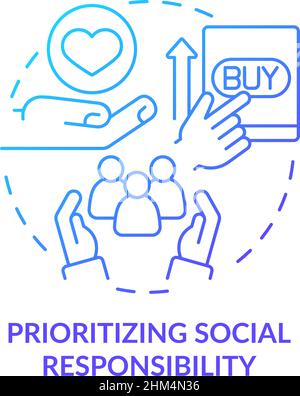 Prioritizing social responsibility blue gradient concept icon Stock Vector