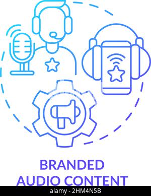 Branded audio content blue gradient concept icon Stock Vector