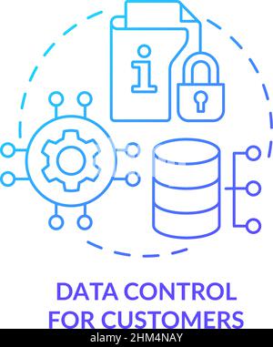 Data control for customers blue gradient concept icon Stock Vector