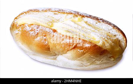 Dutch vanilla cream sandwich, roombroodje isolated on white Stock Photo