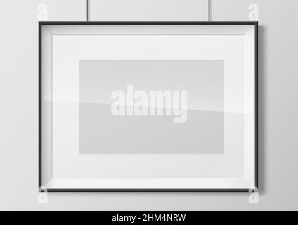 Horizontal black thin photo frame Stock Vector