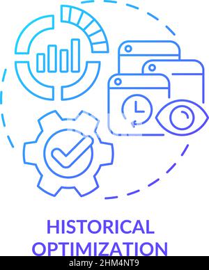Historical optimization blue gradient concept icon Stock Vector