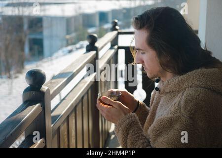 Man with cup of tea Stock Photo