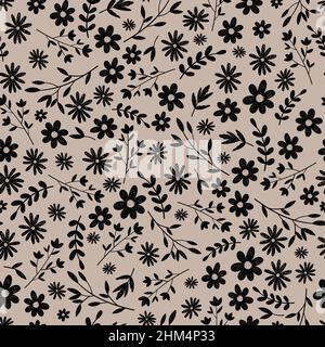 Cute hand drawn floral seamless pattern, lovely daisies on colorful background, great for textiles, banners, wallpapers - vector design Stock Vector