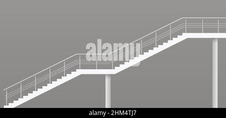 Modern staircase with metal railings Stock Vector