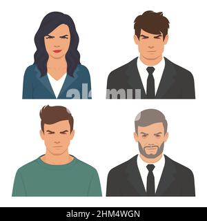 Anger. The evil man expresses his negative emotions. Vector illustration Stock Vector