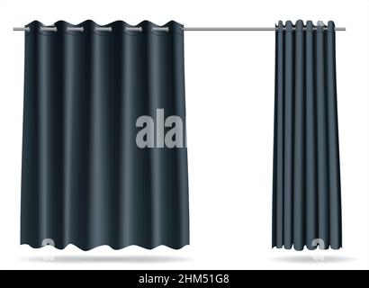 Vector graphics . A set of gray curtains for changing rooms lockers for the store, hospital Stock Vector