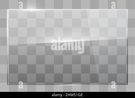 Transparent glass wall signboard. Vector graphics. Glass plate on the wall Stock Vector