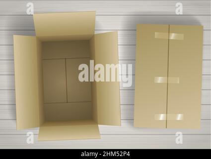 Set of boxes open and closed. Vector graphics Stock Vector
