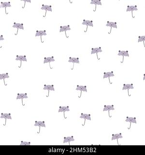 Bear umbrella seamless pattern. Funny characters background. Repeated texture in doodle style for fabric, wrapping paper, wallpaper, tissue. Vector il Stock Vector