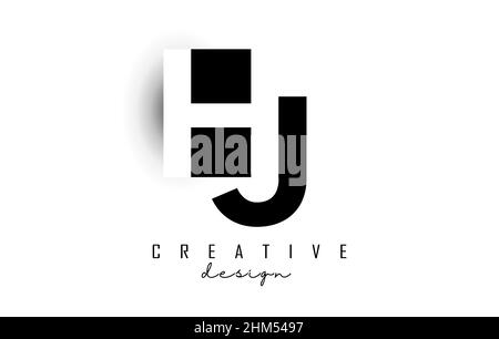 HJ letters Logo with negative space design. Vector illustration with with geometric typography. Creative icon with letters. Stock Vector