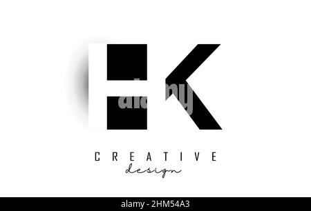 HK letters Logo with negative space design. Vector illustration with with geometric typography. Creative icon with letters. Stock Vector