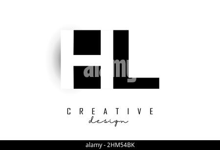 HL letters Logo with negative space design. Vector illustration with with geometric typography. Creative icon with letters. Stock Vector