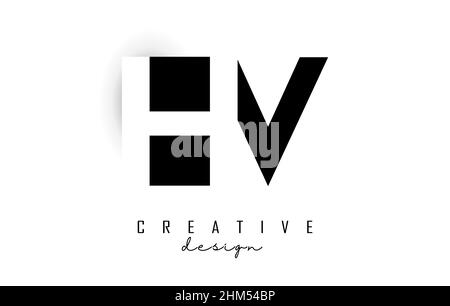 HV letters Logo with negative space design. Vector illustration with with geometric typography. Creative icon with letters. Stock Vector