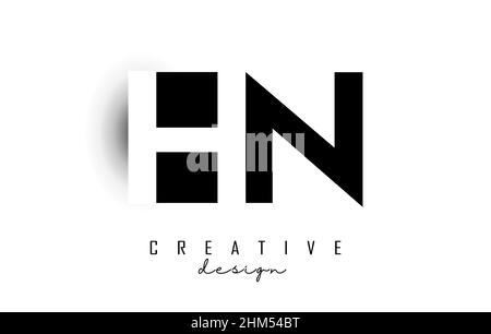 HN letters Logo with negative space design. Vector illustration with with geometric typography. Creative icon with letters. Stock Vector