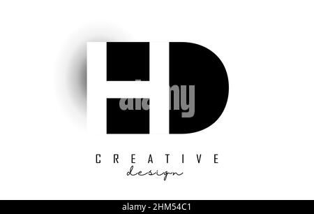 HD letters Logo with negative space design. Vector illustration with with geometric typography. Creative icon with letters. Stock Vector