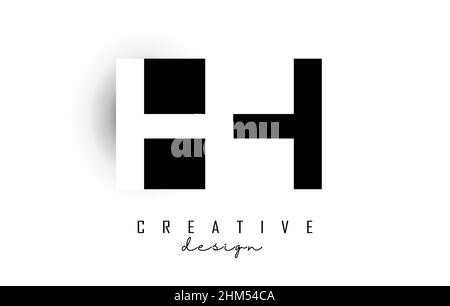 HH letters Logo with negative space design. Vector illustration with with geometric typography. Creative icon with letters. Stock Vector