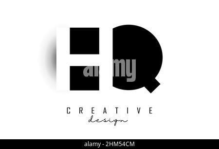 HQ letters Logo with negative space design. Vector illustration with with geometric typography. Creative icon with letters. Stock Vector