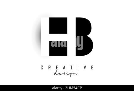HB letters Logo with negative space design. Vector illustration with with geometric typography. Creative icon with letters. Stock Vector