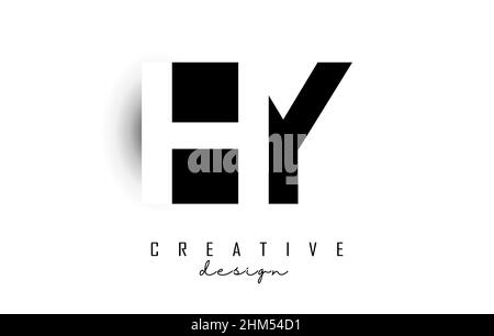 HY letters Logo with negative space design. Vector illustration with with geometric typography. Creative icon with letters. Stock Vector