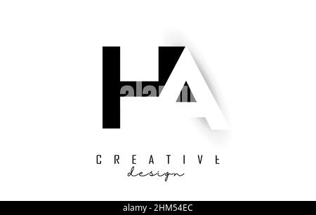 HA letters Logo with negative space design. Vector illustration with with geometric typography. Creative icon with letters. Stock Vector