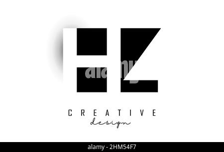 HZ letters Logo with negative space design. Vector illustration with with geometric typography. Creative icon with letters. Stock Vector