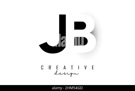 JB letters Logo with negative space design. Vector illustration with with geometric typography. Creative icon with letters. Stock Vector