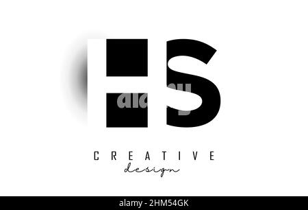 HS letters Logo with negative space design. Vector illustration with with geometric typography. Creative icon with letters. Stock Vector