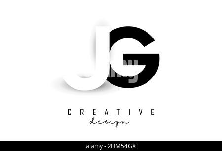 JG letters Logo with negative space design. Vector illustration with with geometric typography. Creative icon with letters. Stock Vector